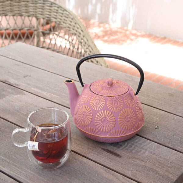 LMC Cast Iron Teapot - Pink/Gold (1200ml) - Image 4
