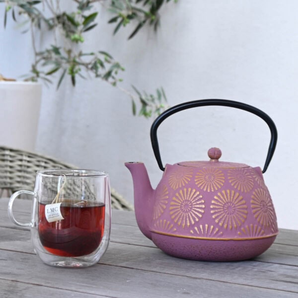 LMC Cast Iron Teapot - Pink/Gold (1200ml) - Image 2